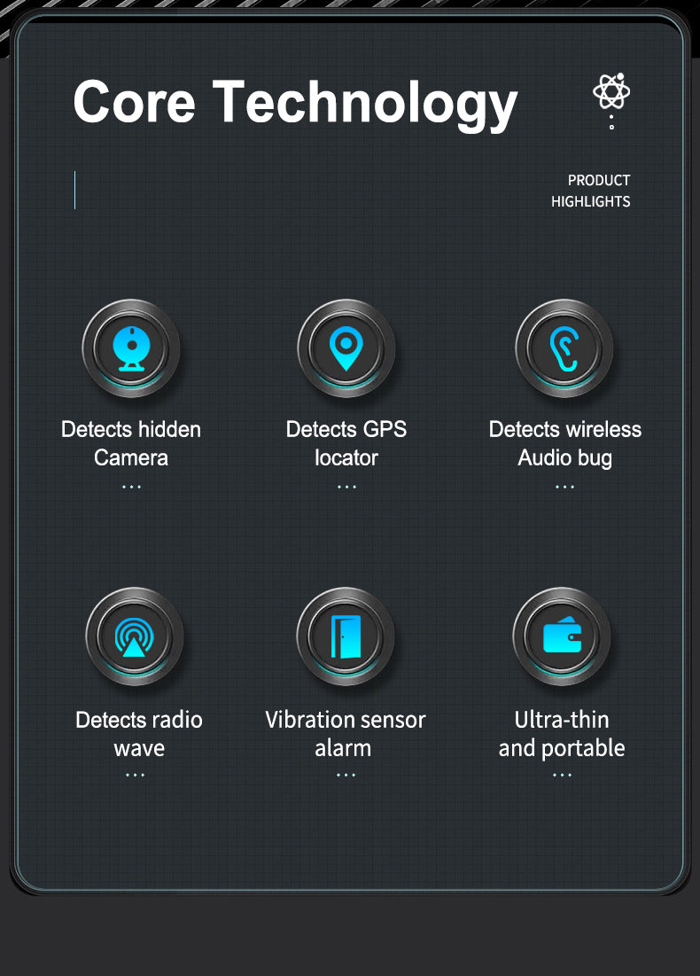 In-Wallet Portable Anti-Spy RF Detector Camera Bug Finder Anti-Theft Vibration