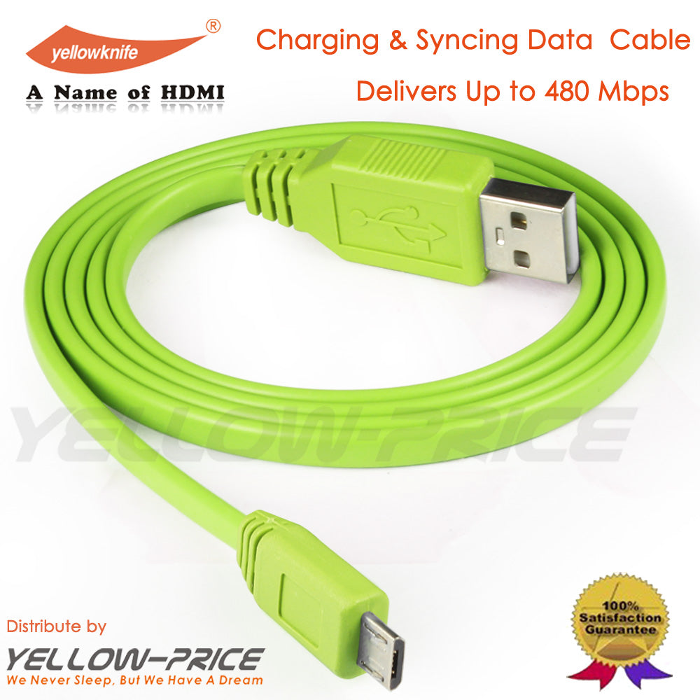 Multi-Colors Micro USB 2.0 Flat Cables 3.3 FT