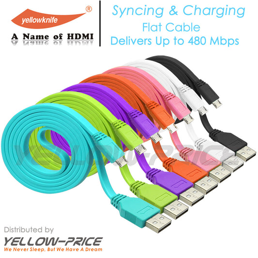 Multi-Colors Micro USB 2.0 Flat Cables 3.3 FT
