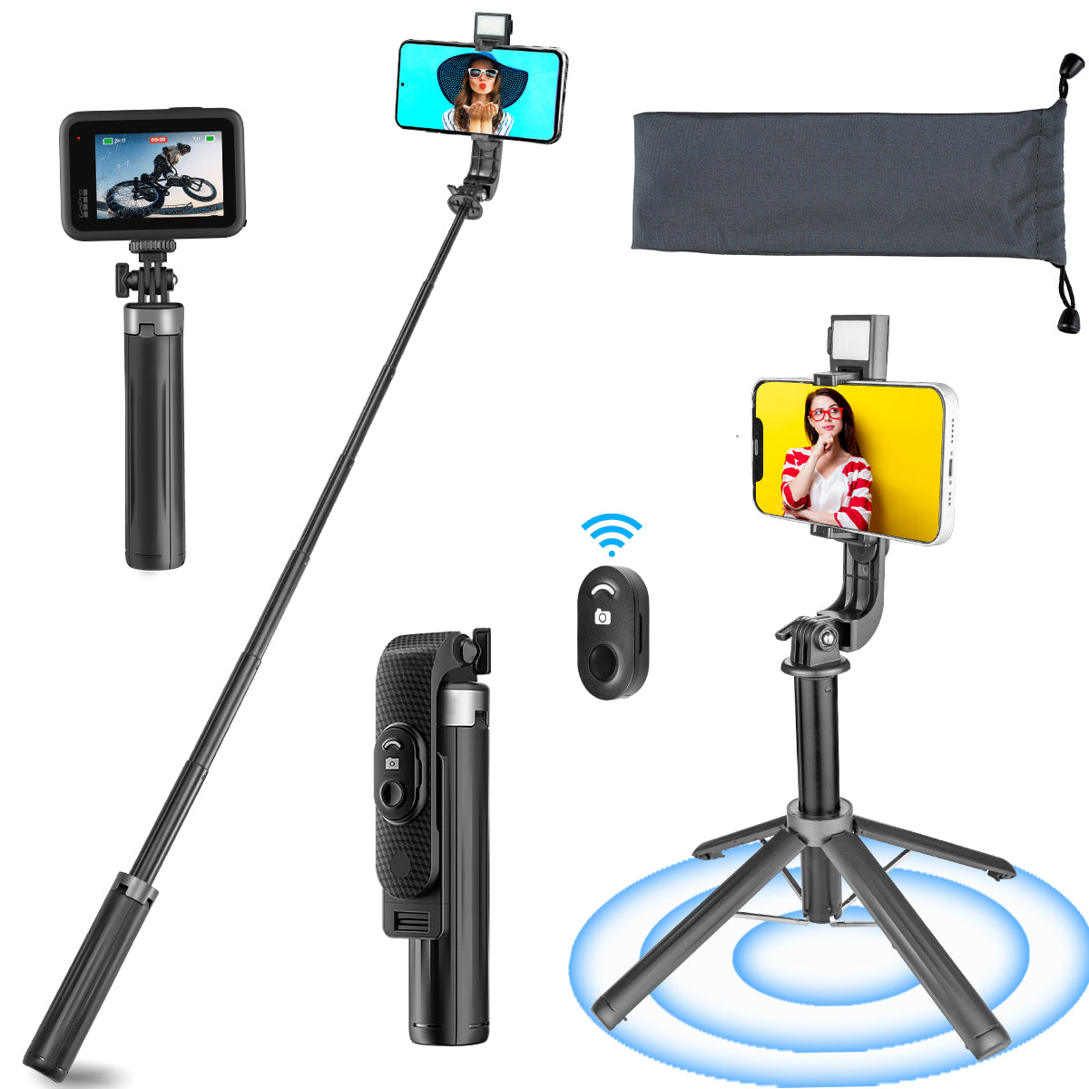 Bluetooth Aluminum Selfie Stick Quadrupod