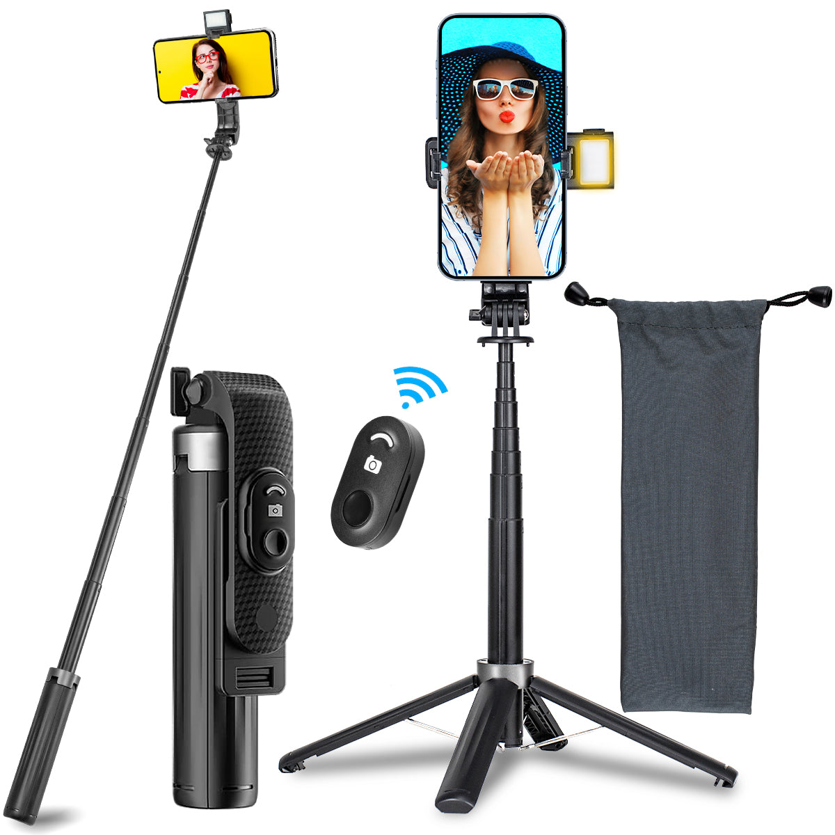 Bluetooth Aluminum Selfie Stick Quadrupod
