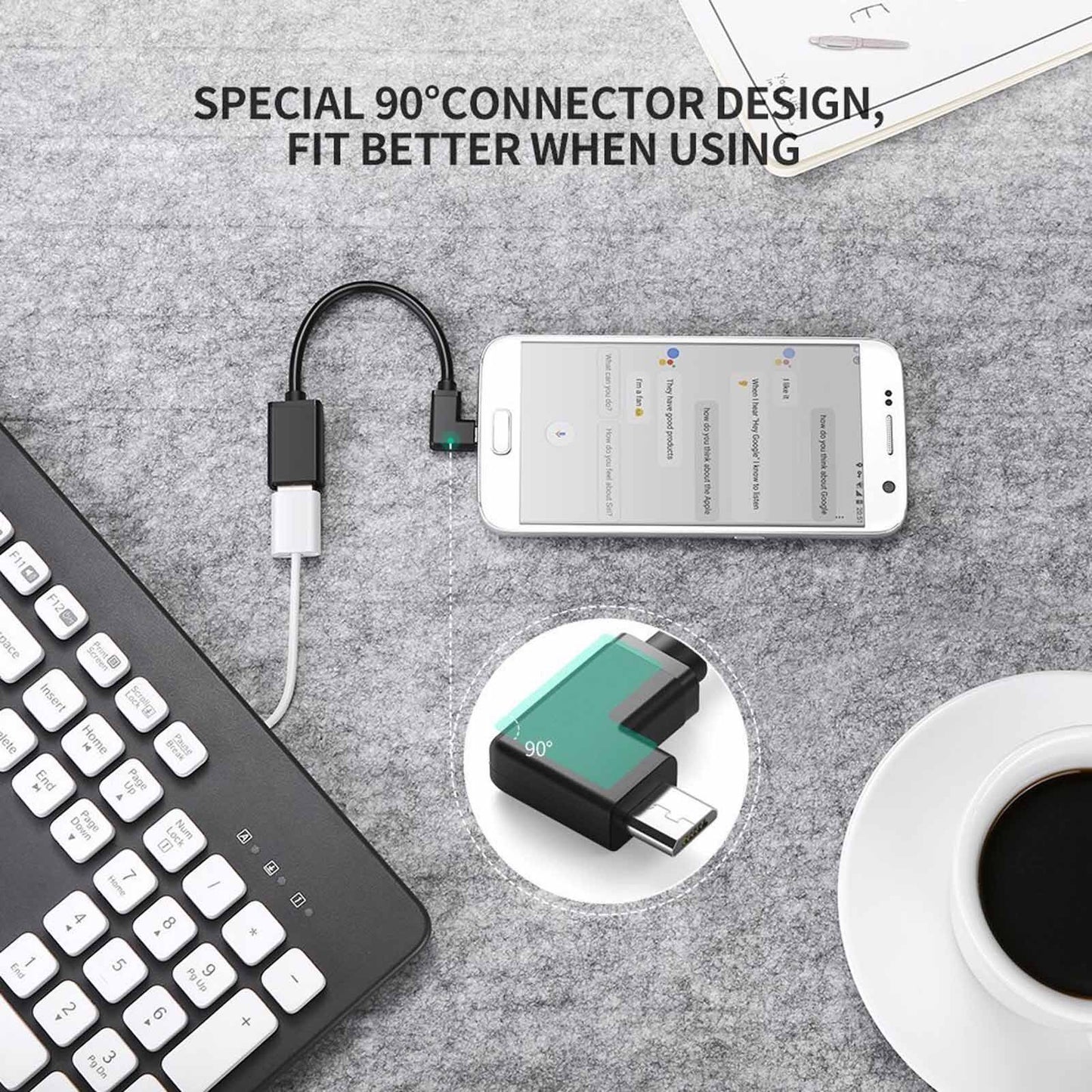 Micro USB B Male to USB 2.0 A Female OTG Adapter Cable