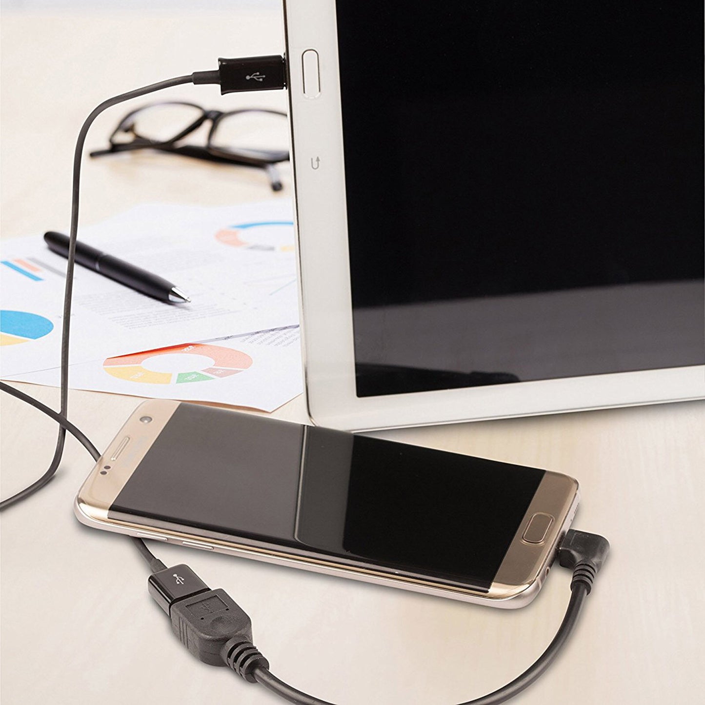 Micro USB B Male to USB 2.0 A Female OTG Adapter Cable