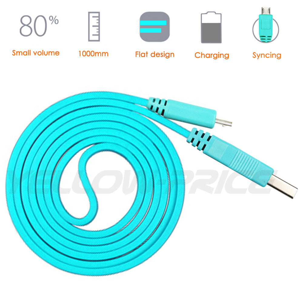Multi-Colors Micro USB 2.0 Flat Cables 3.3 FT